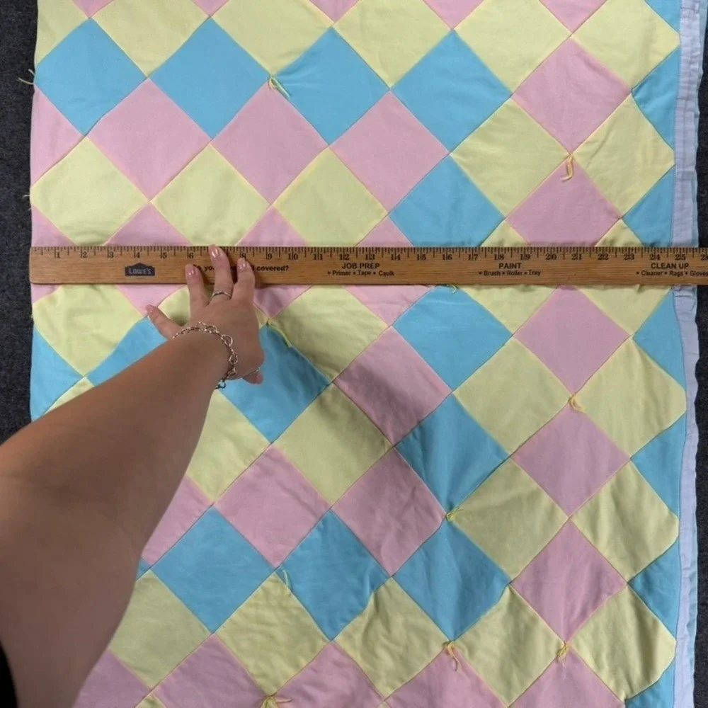 Pastel Diamond Patchwork Baby Quilt‎ Blanket Nursery Decor Crib Play Mat